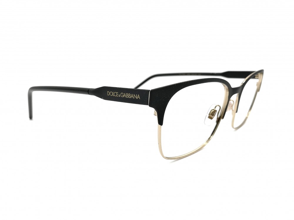 Monture rectangle Dolce & Gabbana – Unisexe – Noir mat et or