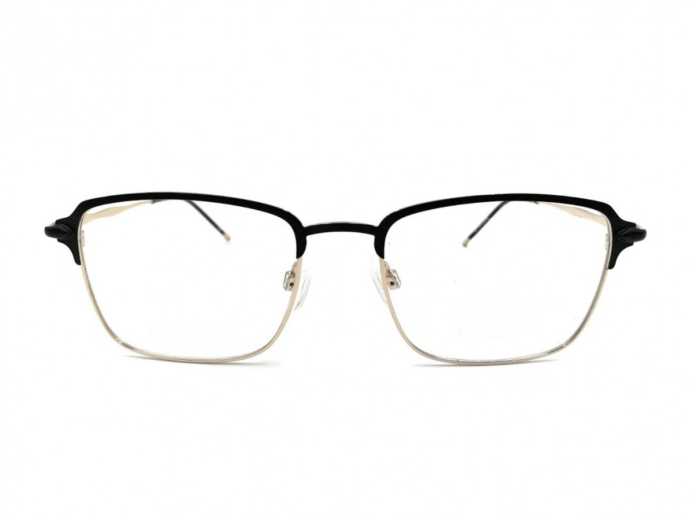 Monture rectangle – Homme – Métal noir et or