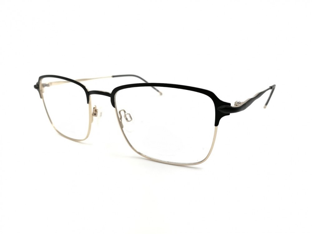 Monture rectangle – Homme – Métal noir et or
