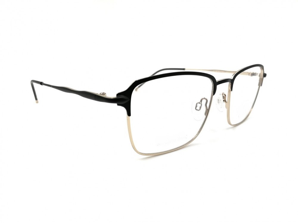 Monture rectangle – Homme – Métal noir et or