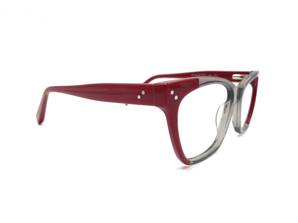 Monture œil-de-chat – Gris transparent et pointe rouge
