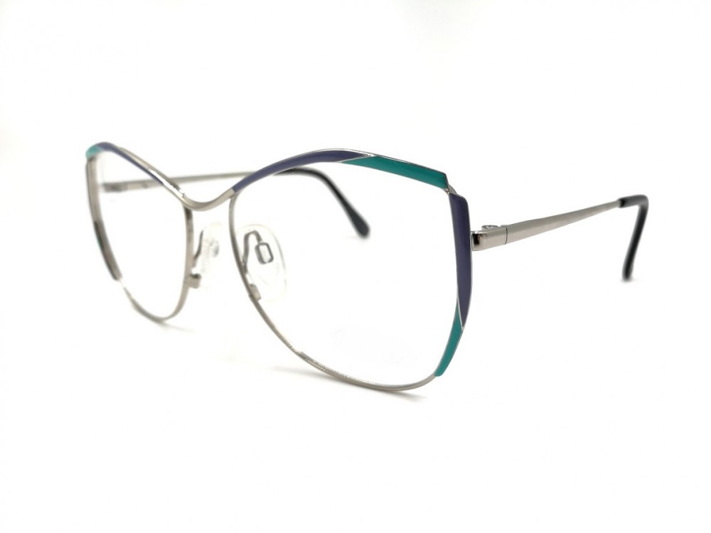 Monture papillon - Vintage - Métal argent et bleu