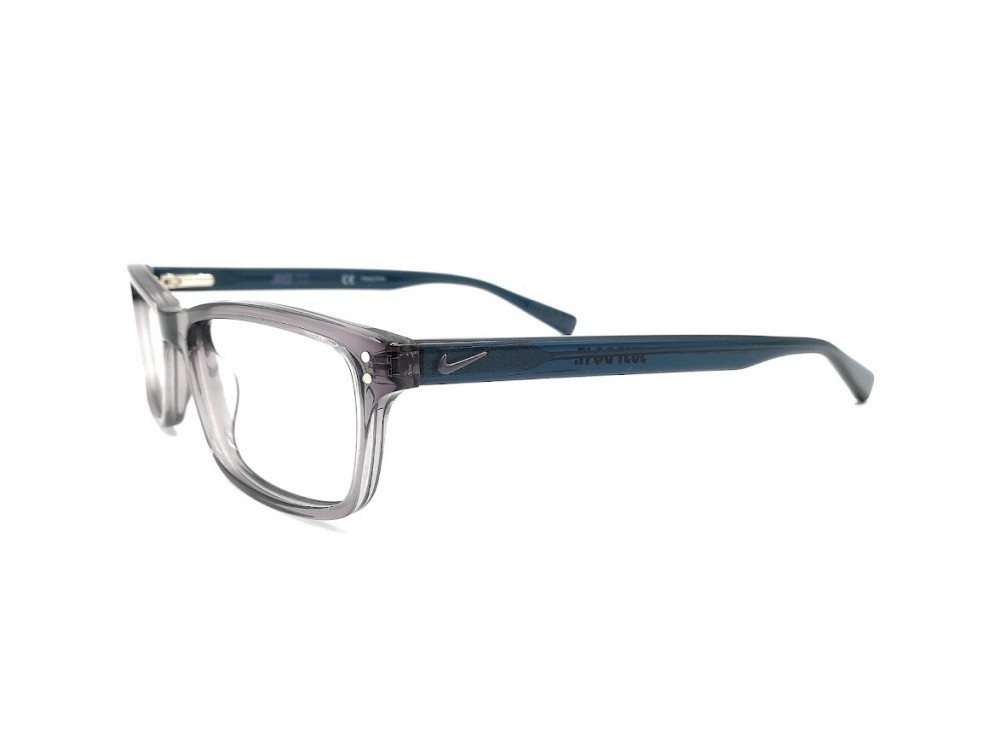Monture rectangle Nike - Adolescent - Plastique gris et branches émeraudes