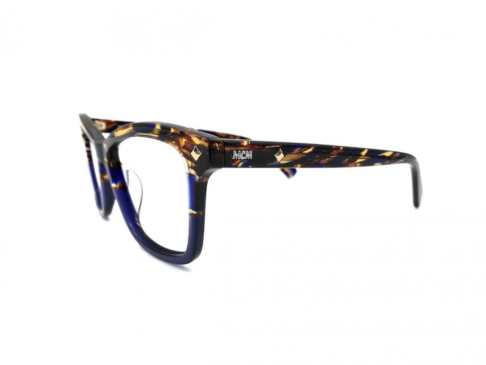 Monture rectangle MCM - Plastique bleu et brun transparent