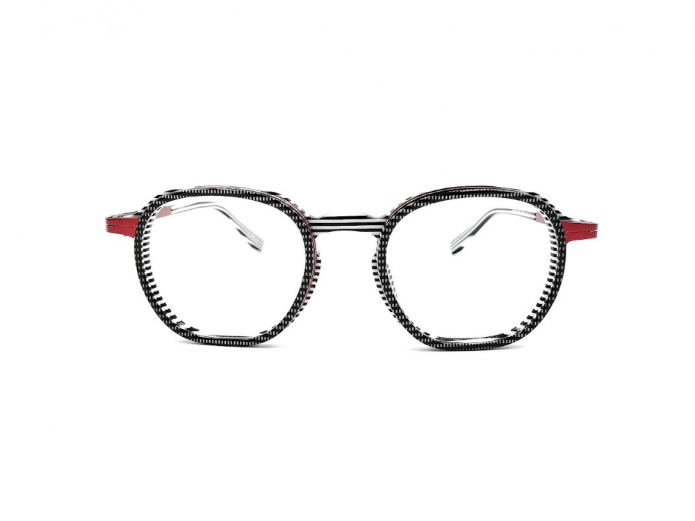 Monture carrée JF Rey - Unisexe - Rayures blanches et noires