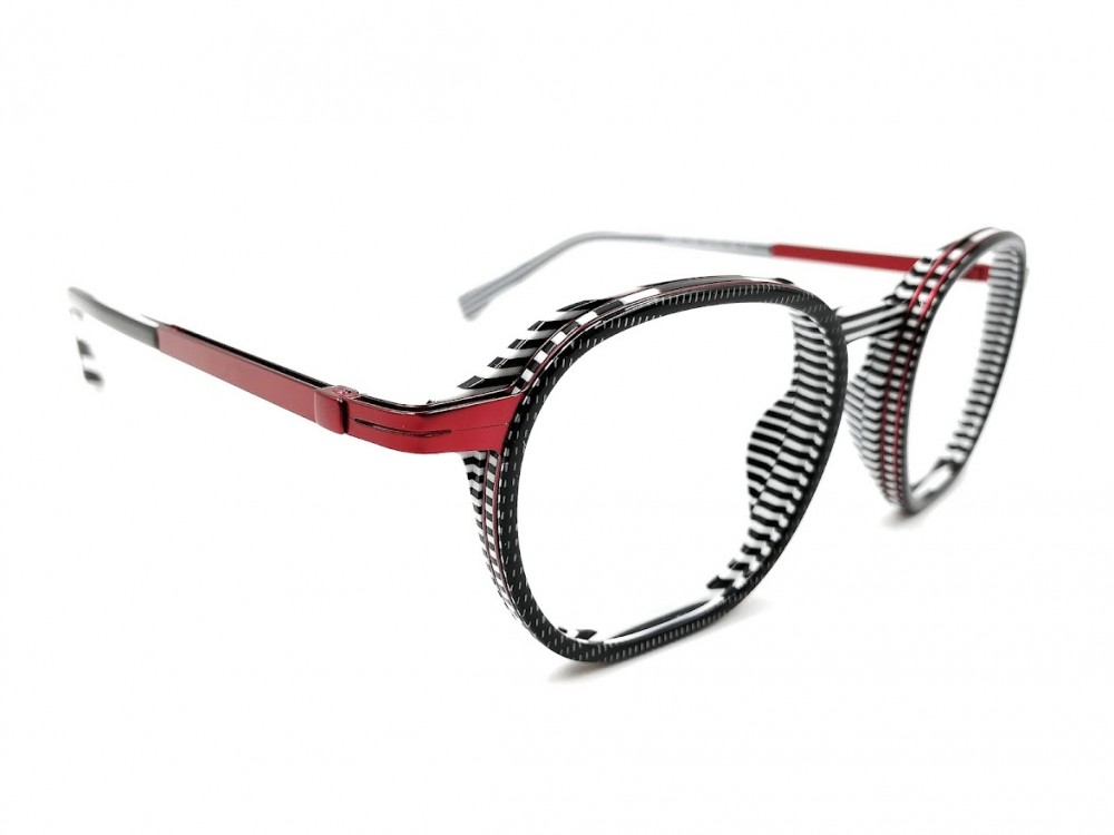 Monture carrée JF Rey - Unisexe - Rayures blanches et noires