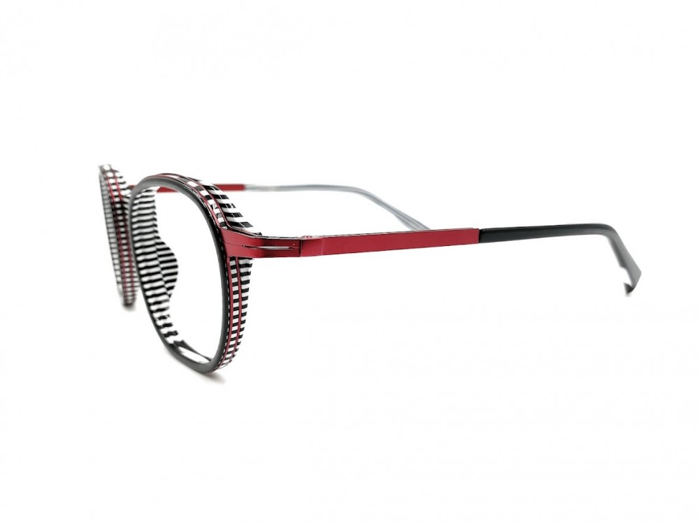 Monture carrée JF Rey - Unisexe - Rayures blanches et noires